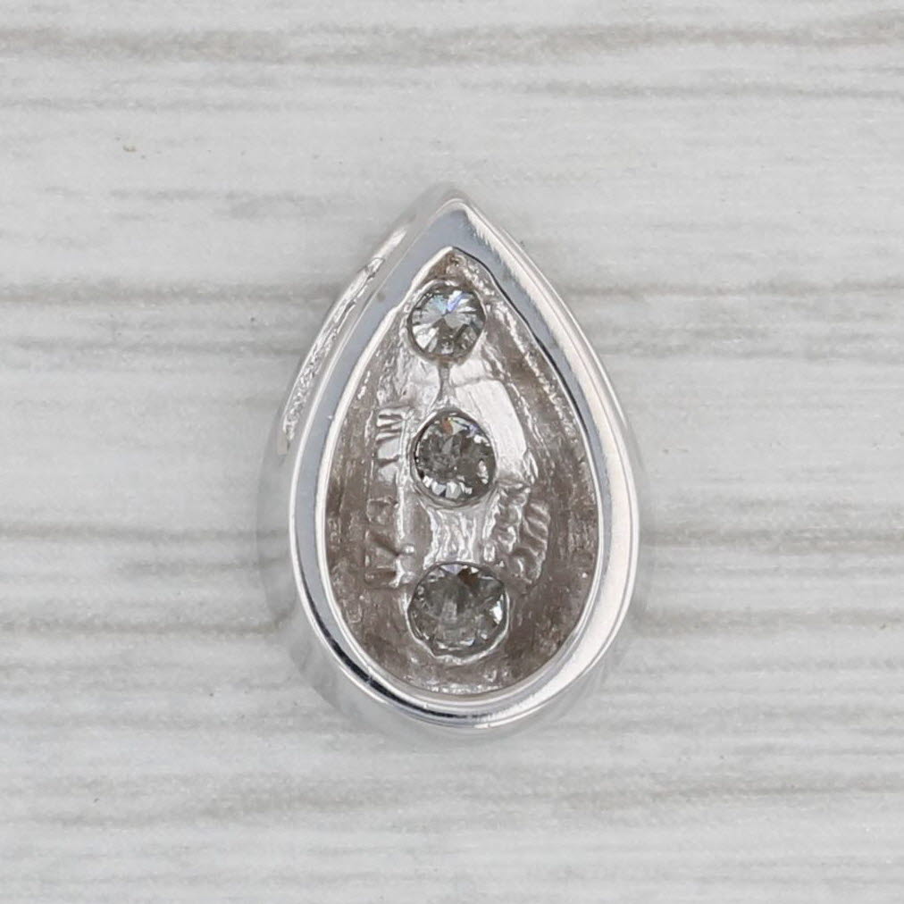 Gray 0.25ctw Teardrop Pendant 10k White Gold Small Floating Drop