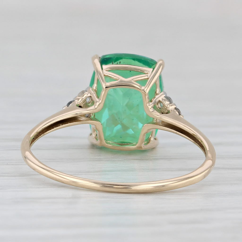 Light Gray Blue Green Lab Created Quartz Glass Doublet Topaz Ring 14k Yellow Gold Size 8.25