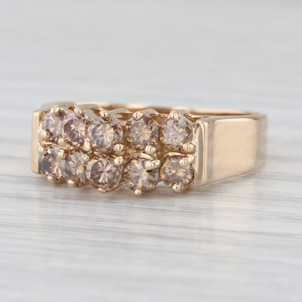 0.78ctw Champagne Brown Pyramid Rooftop Ring 14k Yellow Gold Sz 6.75 Anniversary
