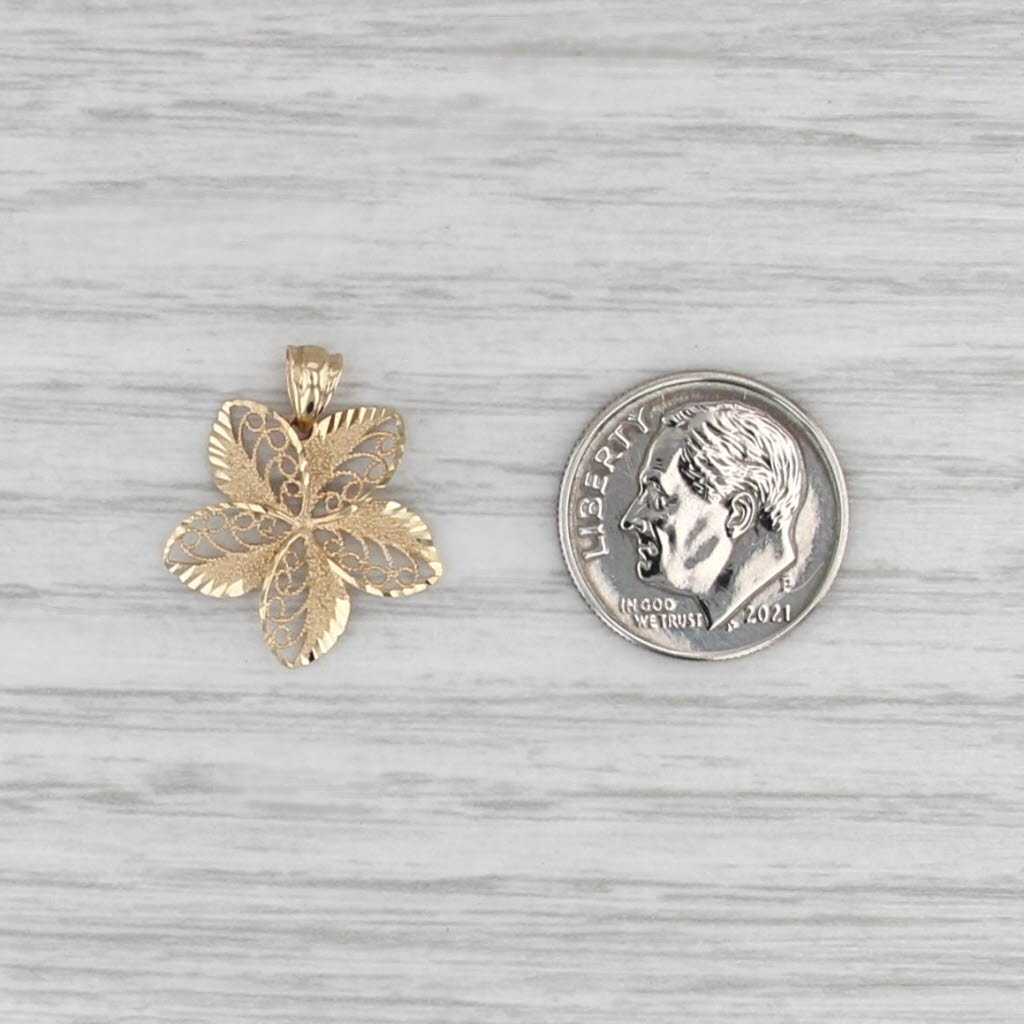 Filigree Flower Pendant 18k Yellow Gold Floral Drop