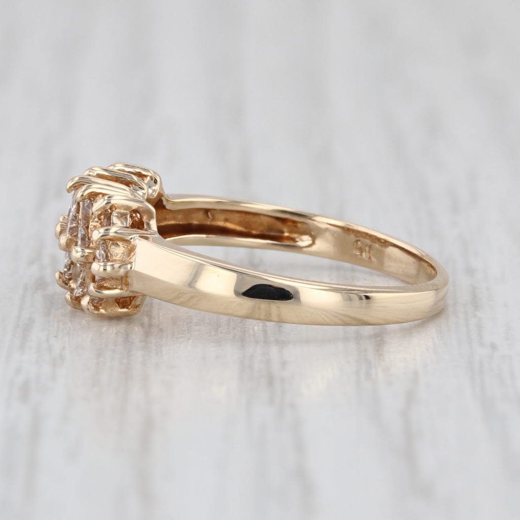 0.70ctw Champagne Diamond Cluster Ring 10k Yellow Gold Size 7