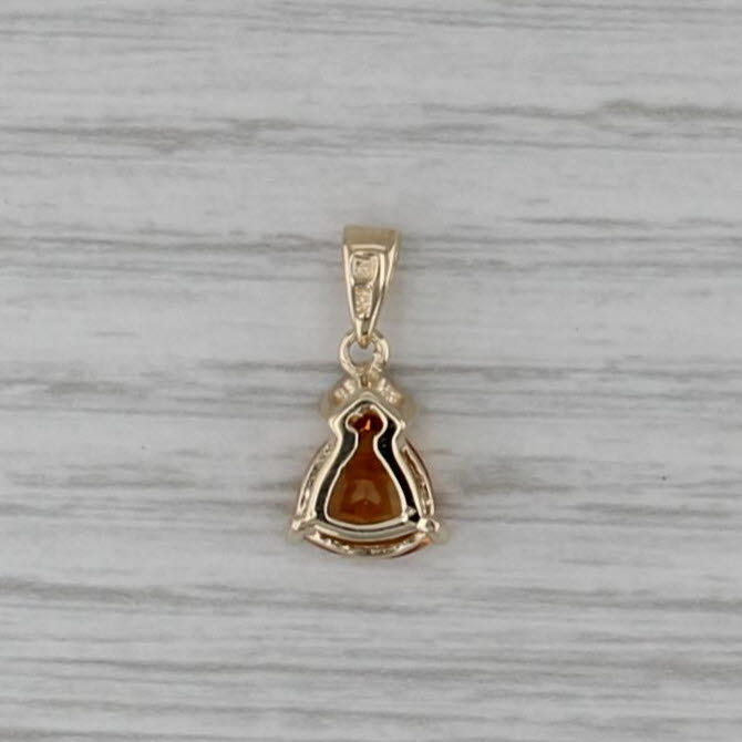 1.12ct Citrine Diamond Pendant 10k Yellow Gold Small Drop