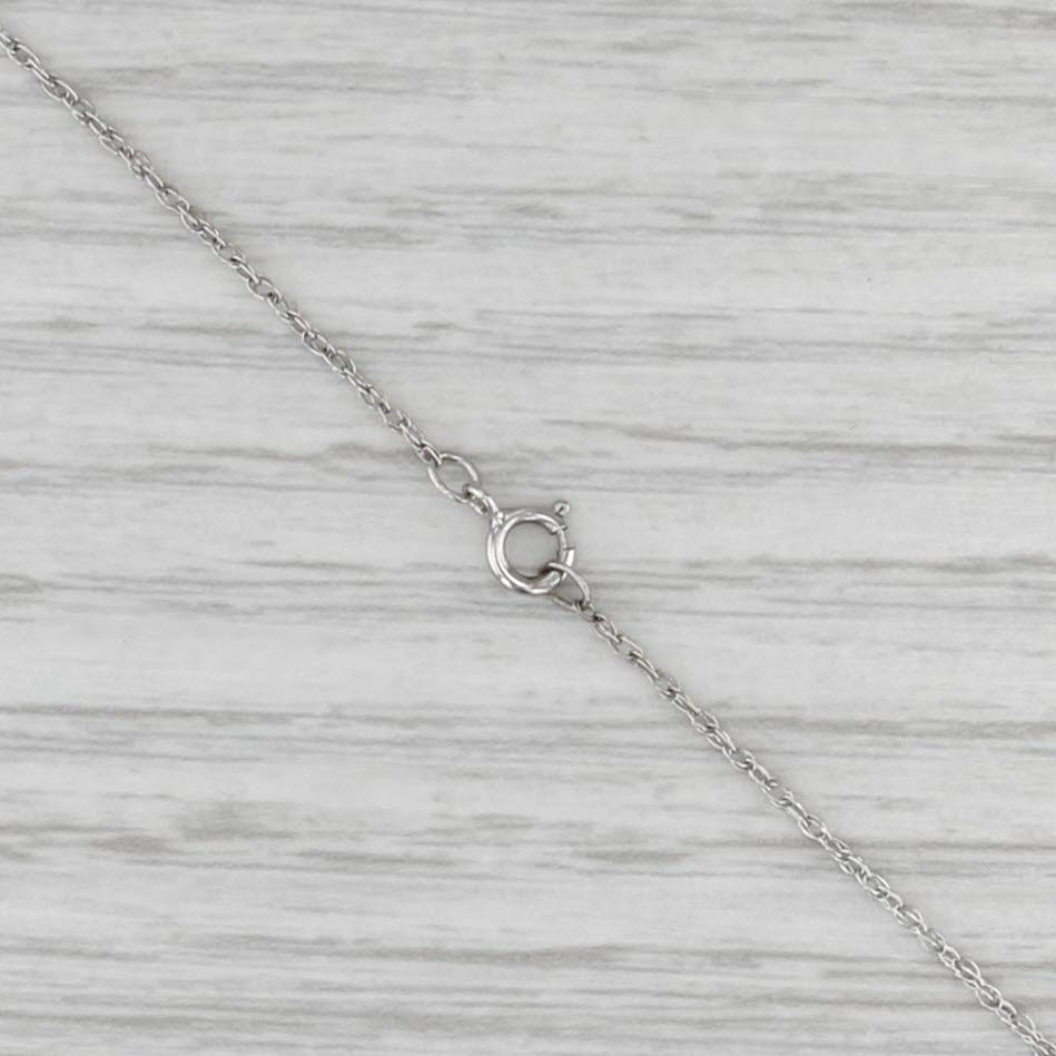0.34ctw Blue Sapphire Diamond Horseshoe Pendant Necklace 10k White Gold 17.5"