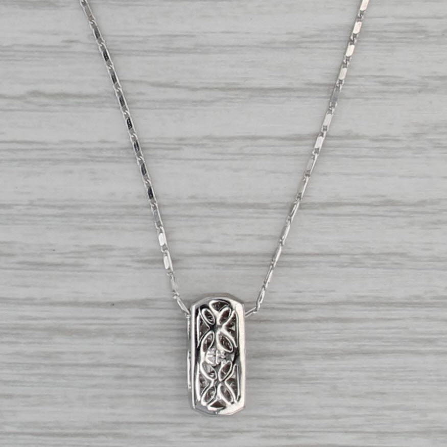0.22ctw Diamond Pendant Necklace 14k White Gold 18" Flute Chain