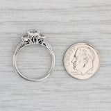 Gray 0.35ctw Diamond 3-Stone Halo Engagement Ring 14k White Gold Size 6.25