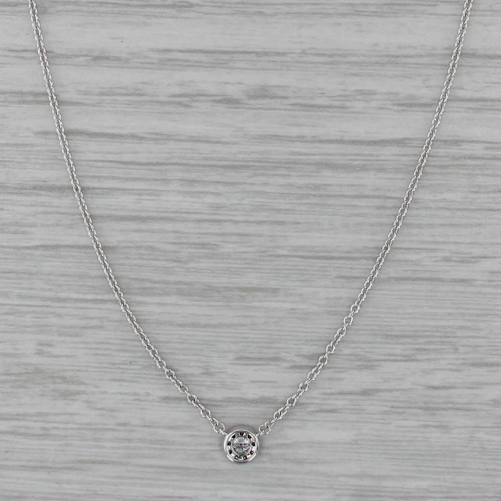 New Memoire 0.18ctw Diamond Cluster Necklace 18k White Gold 16"-18" Cable Chain