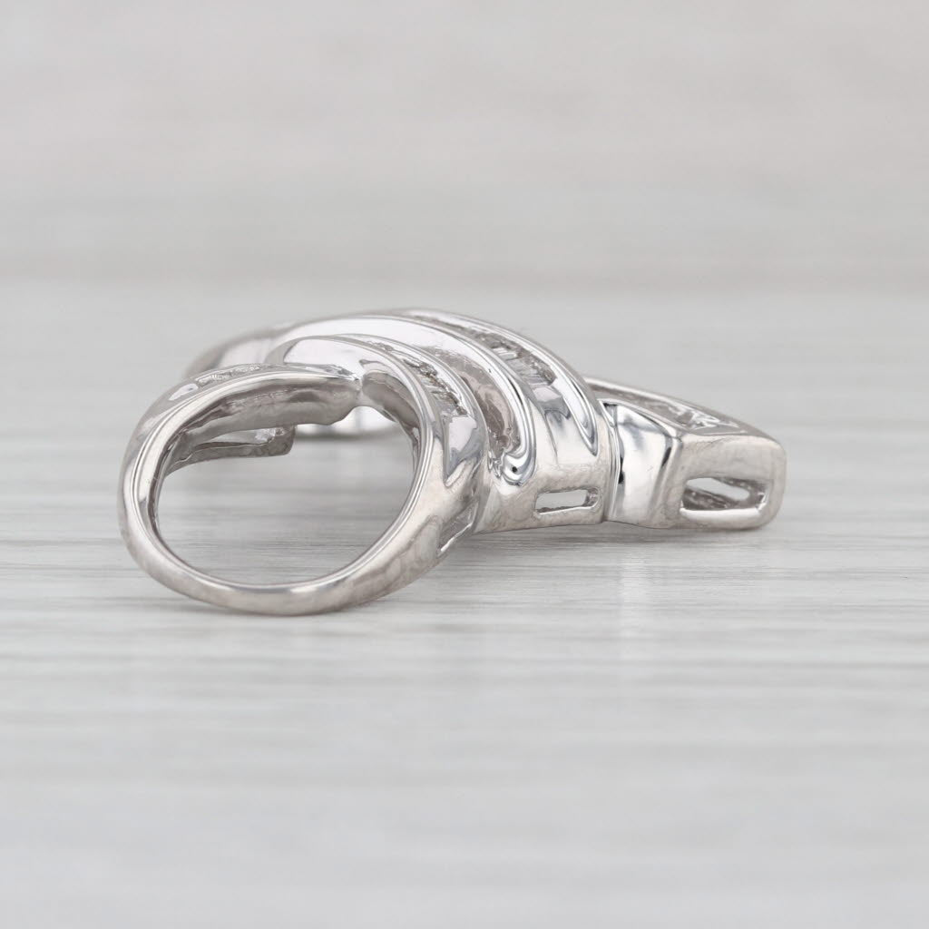 0.52ctw Diamond Bow Slide Pendant 14k White Gold Statement
