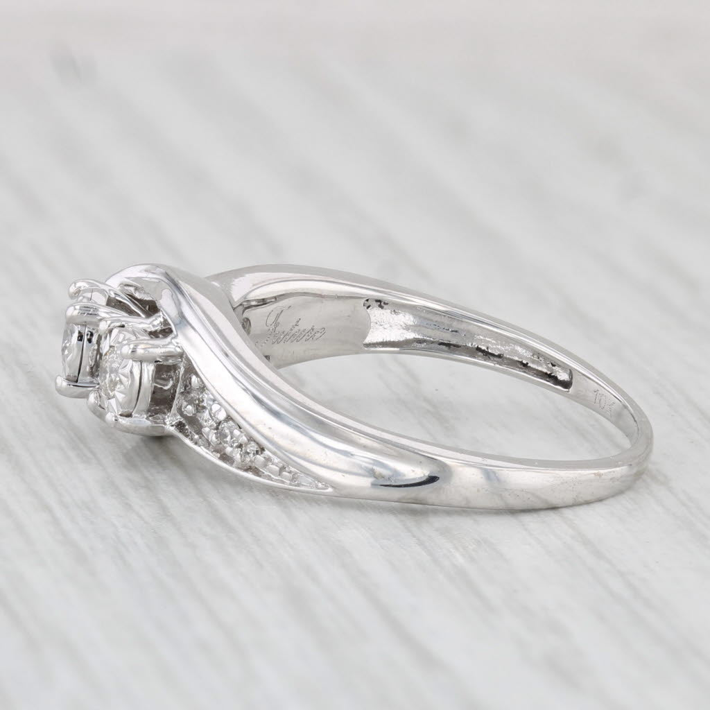 Light Gray 0.23ctw Diamond 3-Stone Engagement Ring 10k White Gold Size 8 Bypass