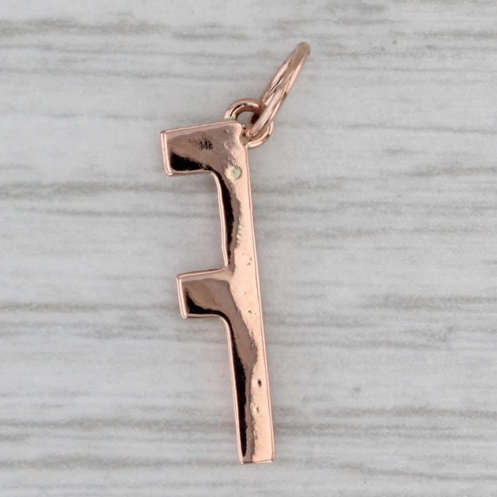 Gray Diamond Letter Initial "F" Pendant 14k Rose Gold Charm