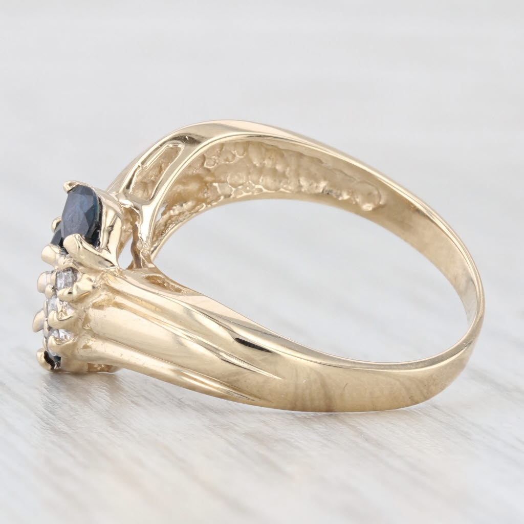 Light Gray 0.76ctw Blue Sapphire Diamond Contoured Multiband Ring 14k Yellow Gold Size 6.75