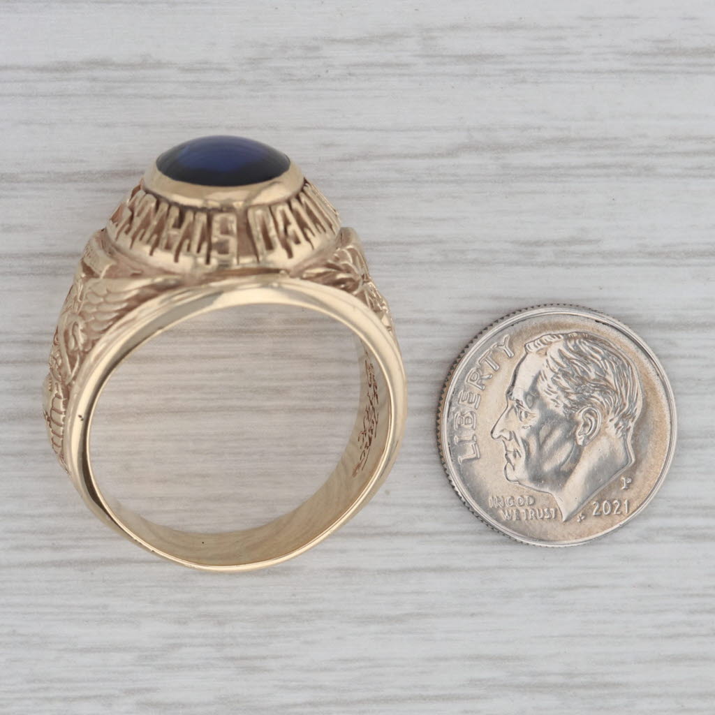 Gray Lab Created Sapphire United States Marine Corp Ring 14k Gold Size 12 US Military