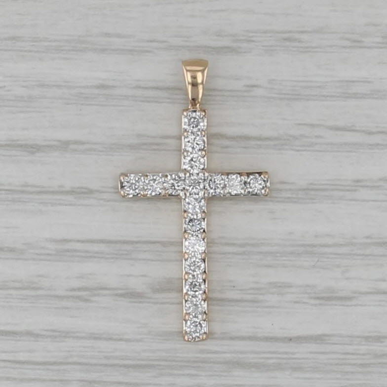 0.78ctw Diamond Cross Pendant 10k Yellow Gold