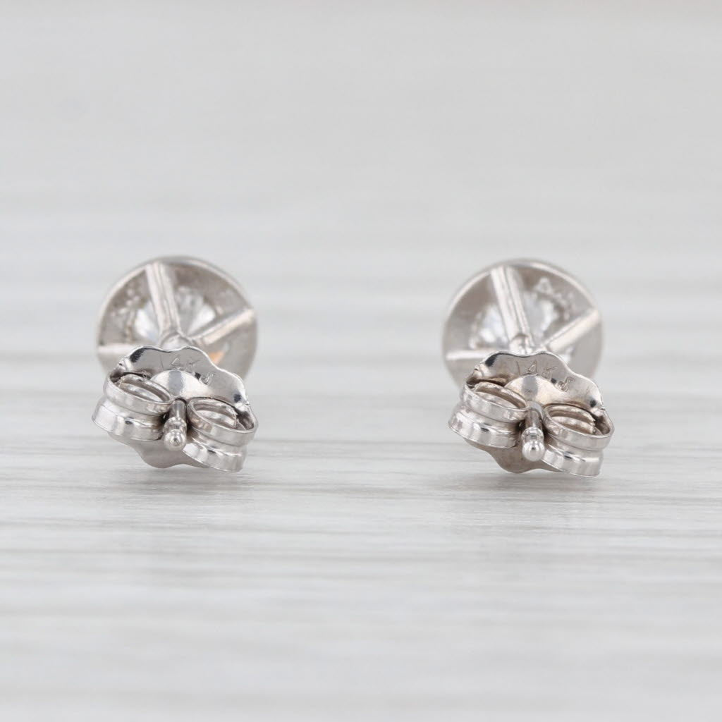 New 0.60ctw Round Brilliant Diamond Solitaire Stud Earrings 14k White Gold Studs