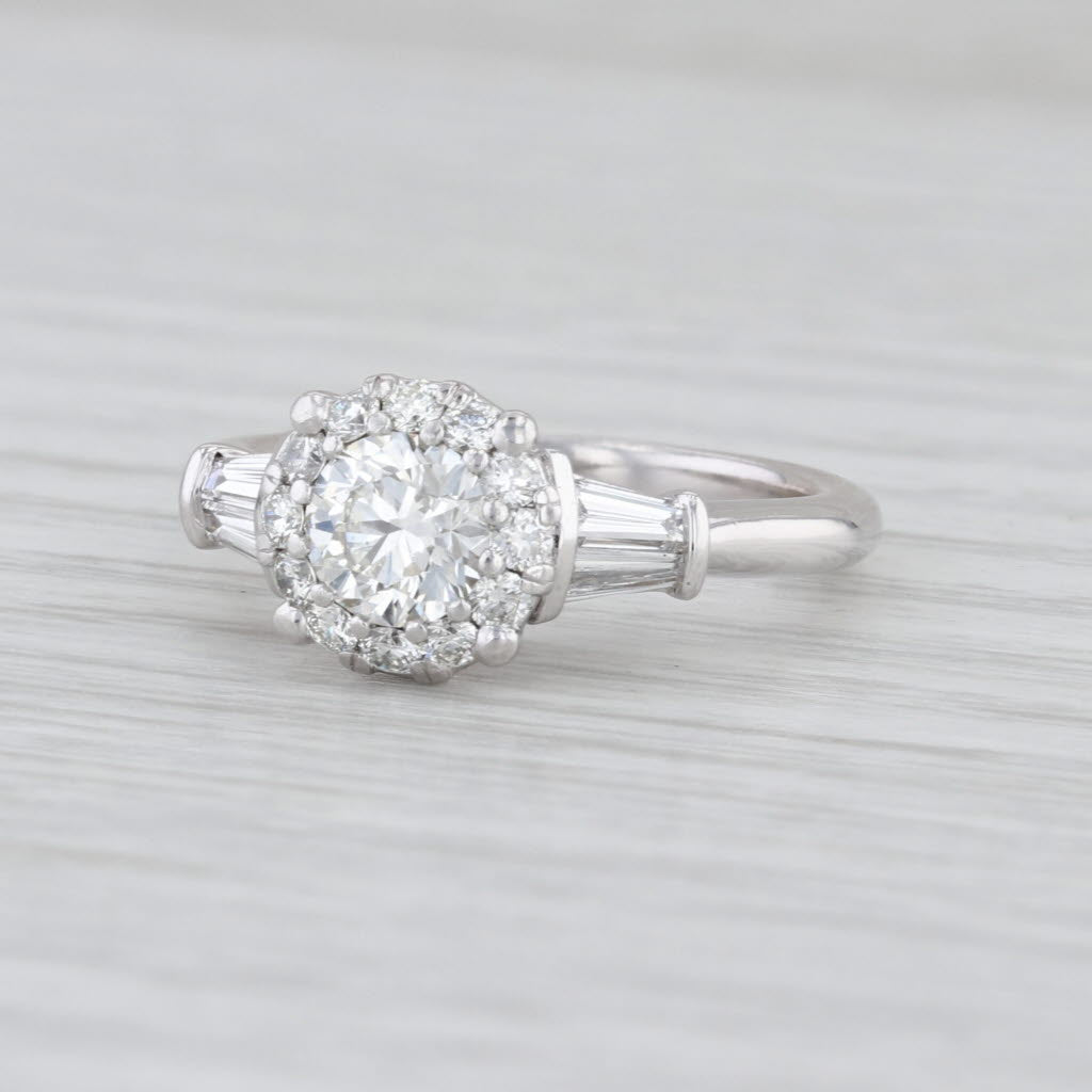 1.28ctw Round Diamond Halo Engagement Ring 950 Platinum Size 6.5 VVS2-VS2