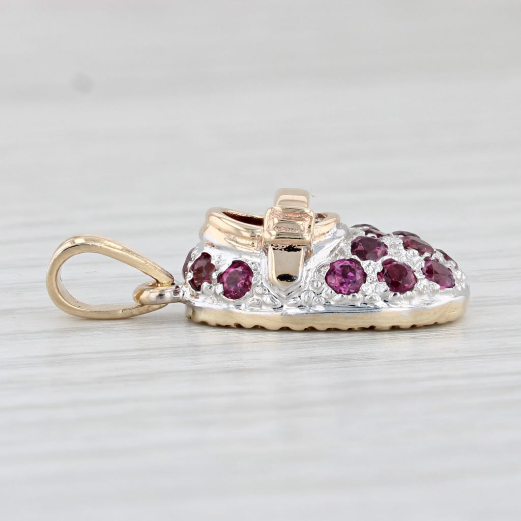 Light Gray 0.80ctw Garnet Baby Shoe Booty Pendant 14k Yellow White Gold January Birthstone