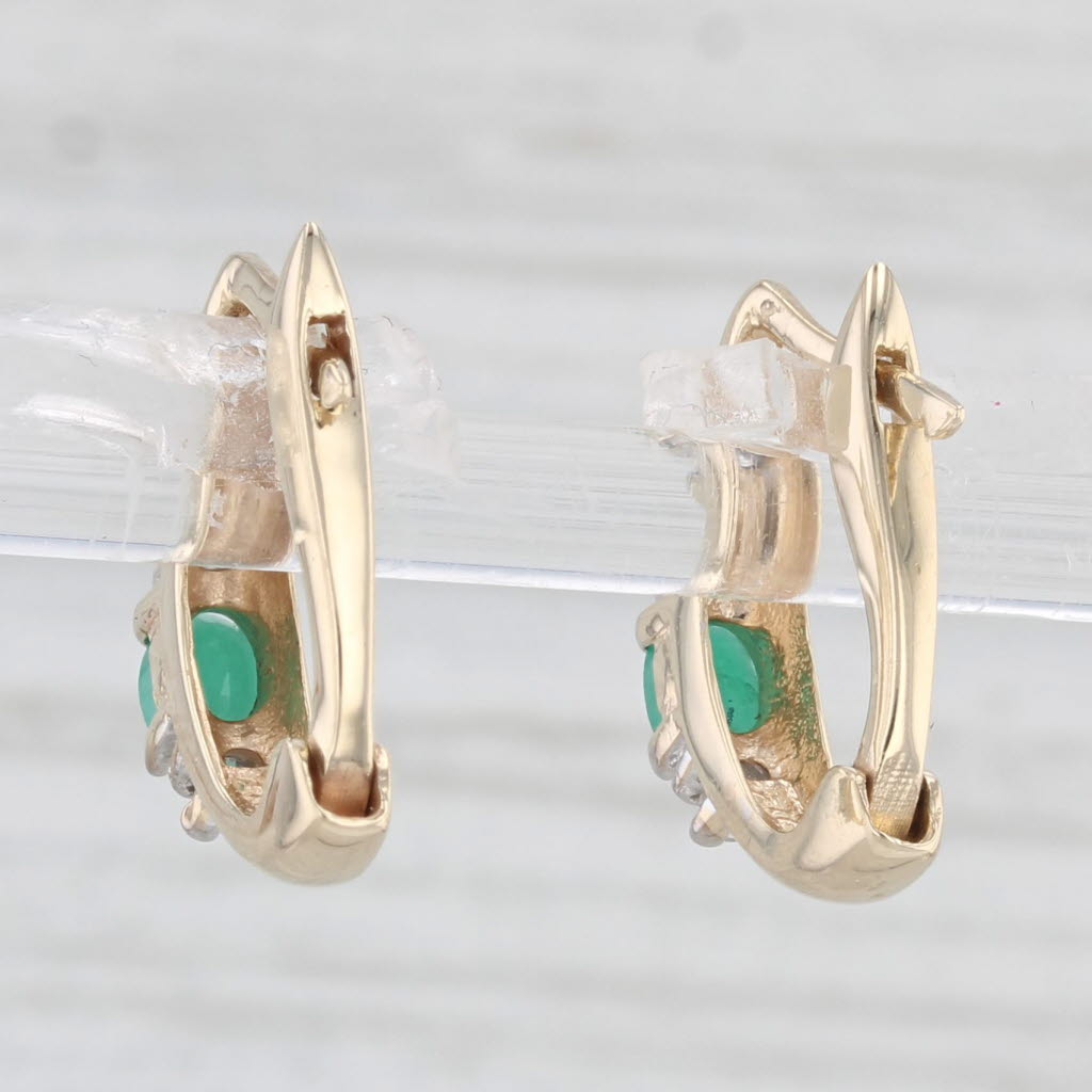 Light Gray 0.40ctw Emerald Diamond Drop Earrings 10k Yellow Gold Snap Top Posts