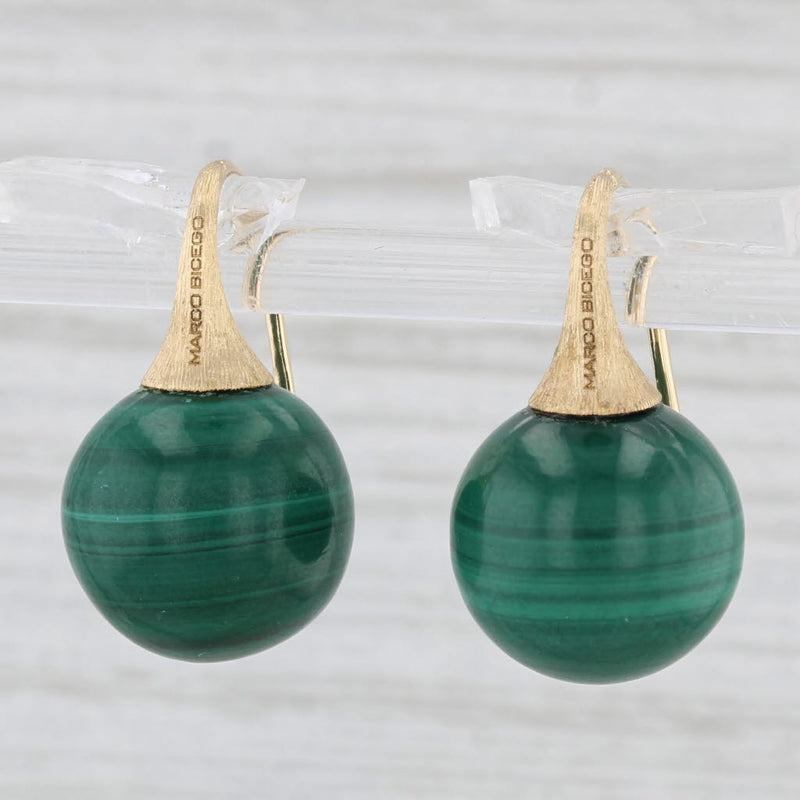 Marco Bicego Africa Green Malachite Bead Drop Earrings 18k Gold Hook Posts