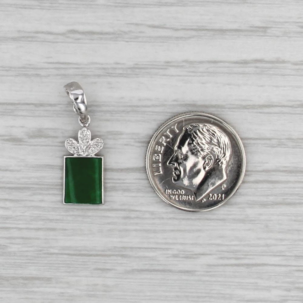 Kosmochlor Jade Diamond Pendant 18k White Gold Flower Drop Clip Bail