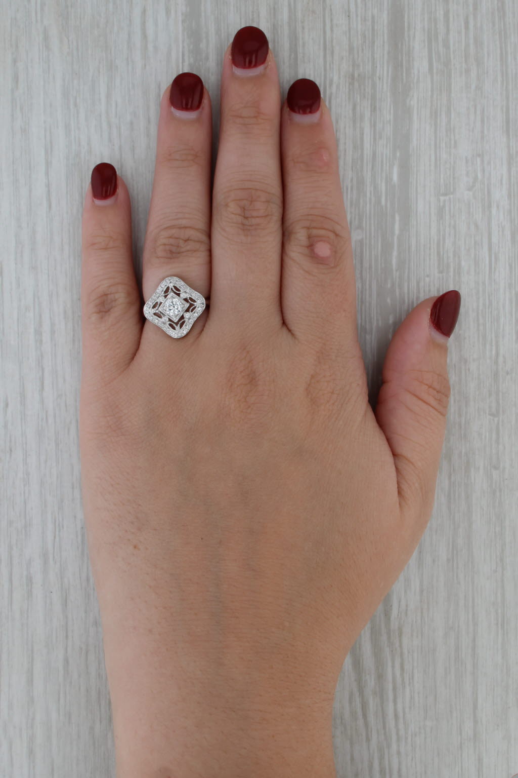 0.60ctw Diamond Openwork Ring 14k White Gold Size 5.75 Engagement