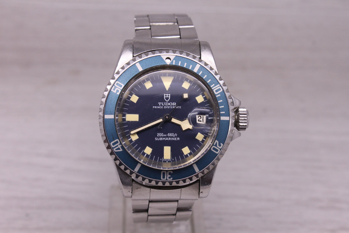 Vintage c1978 Tudor Submariner Blue Snowflake 94110 Mens Divers Watch Rolex 9315