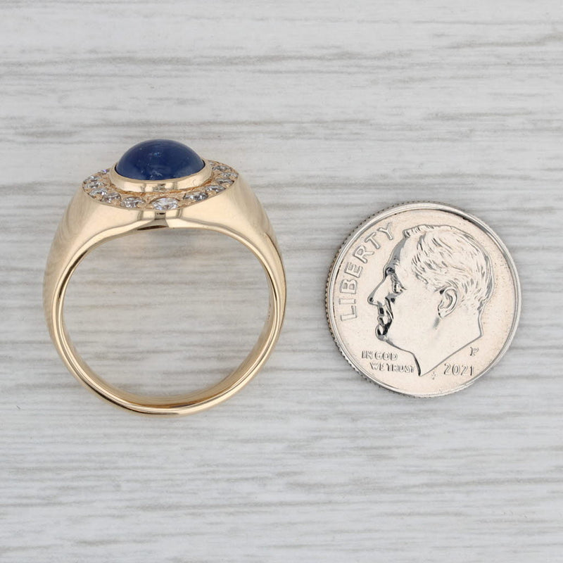 Gray Blue Star Sapphire 0.50ctw Diamond Halo Ring 14k Yellow Gold Size 8.25