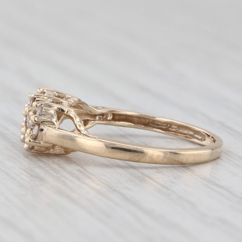 Light Gray 0.39ctw Diamond Flower Clusters Ring 10k Yellow Gold Size 6