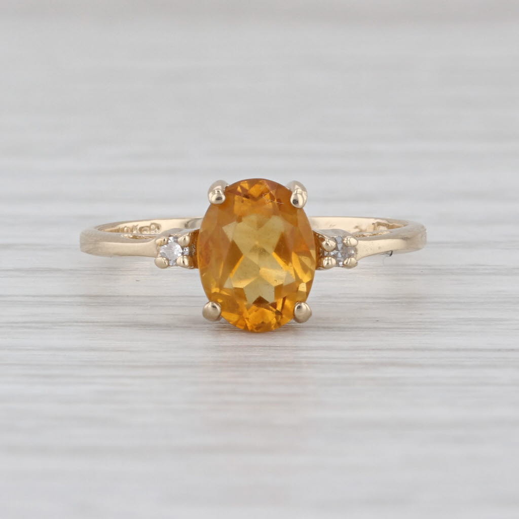 1.15ctw Oval Citrine Diamond Ring 10k Yellow Gold Size 6.25