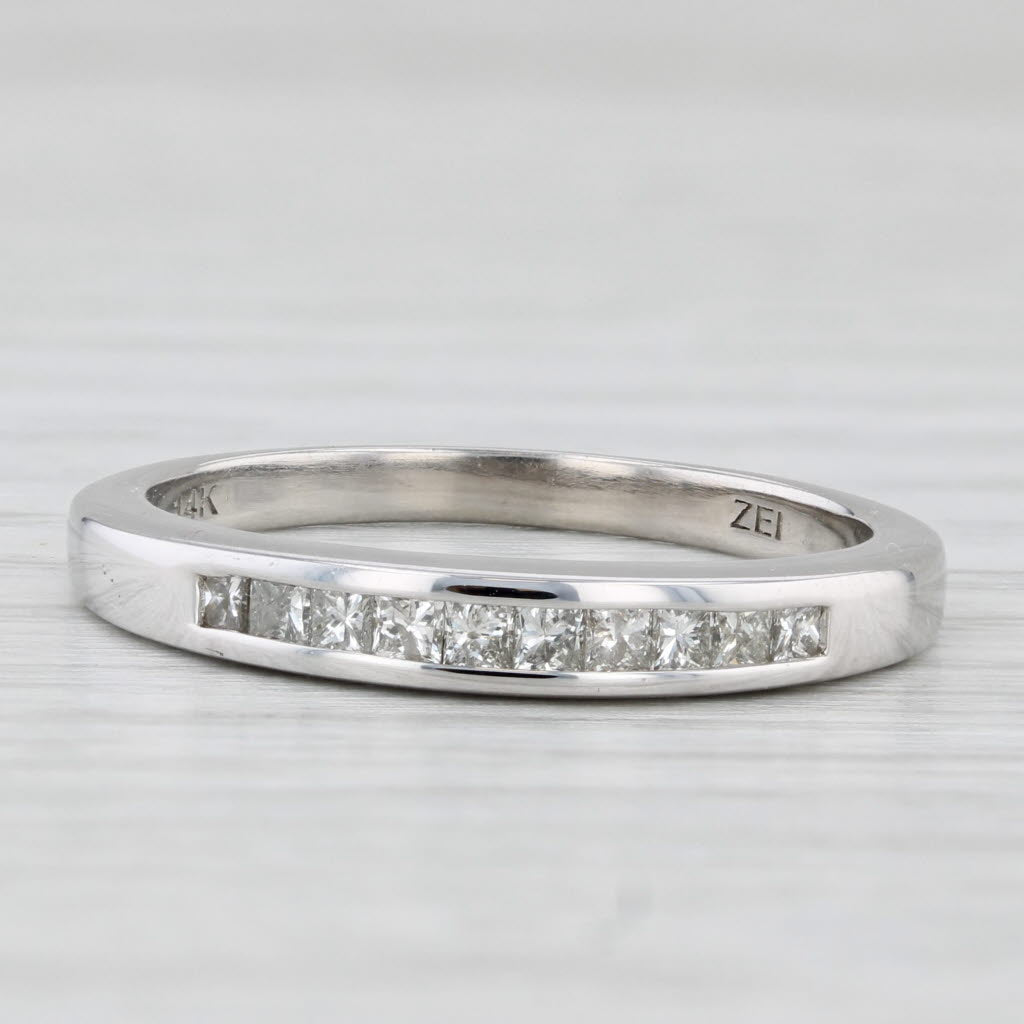 Light Gray 0.42ctw Diamond Wedding Band 14k White Gold Size 8.5 Stackable Ring