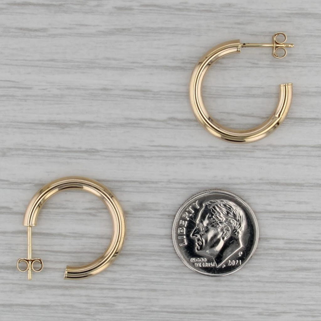 C-Hoop Earrings 14k Yellow Gold Round Hoops Butterfly Backs