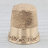 Vintage Thimble Size 10 Engravable 14k Yellow Gold Floral Sewing Collectible