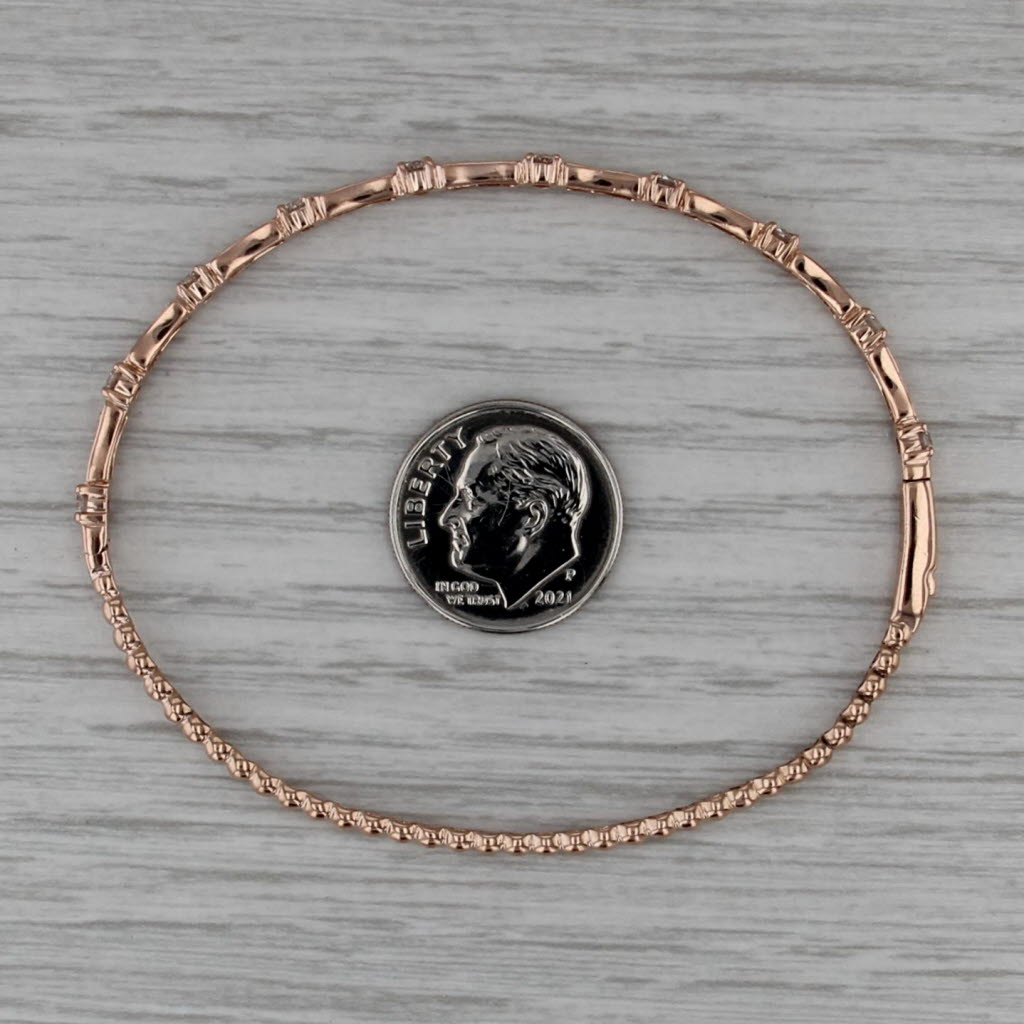 1.25ctw Diamond Bangle Bracelet 14k Rose Gold 6.75" Stackable