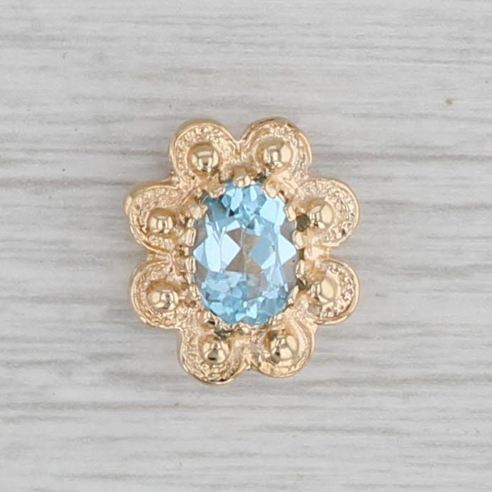 Gray 1.50ctw Blue Topaz Flower Slide Bracelet Charm Richard Glatter 14k Yellow Gold