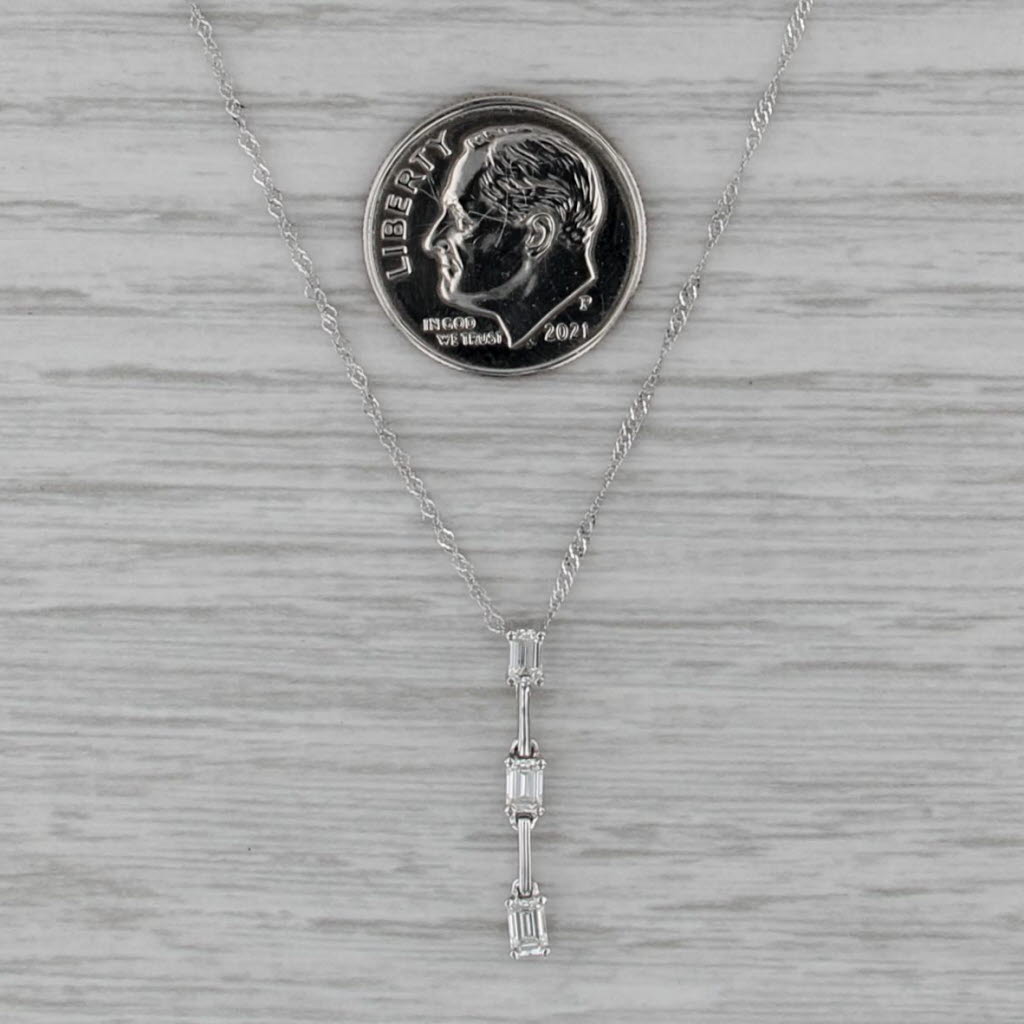 New Diamond Journey Pendant Necklace 18k White Gold 17.75" Singapore Chain