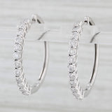 0.16ctw Diamond Hoop Earrings 10k White Gold Hinged Snap Top Round Hoops