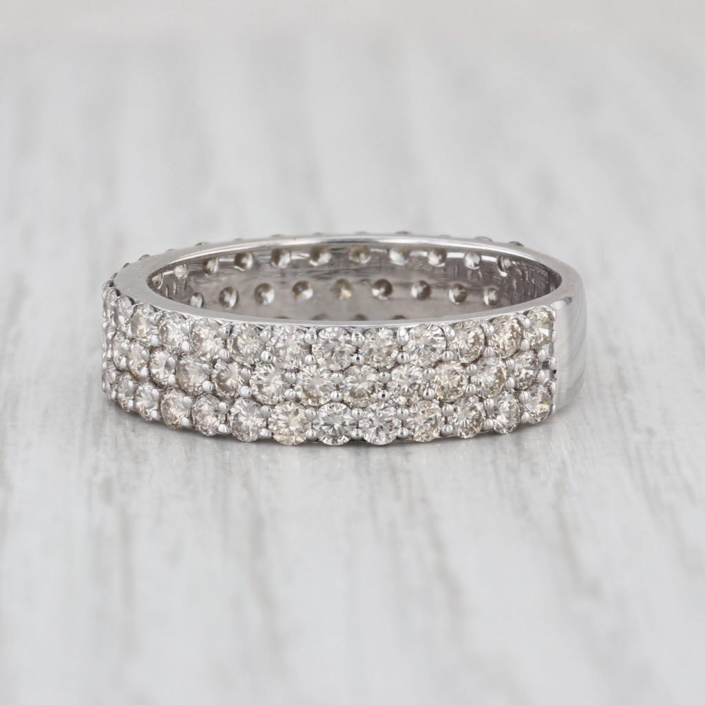 2.40ctw Pave Diamond Ring 10k White Gold Size 10 Band Anniversary Stackable