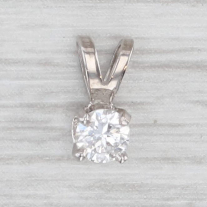 Light Gray New 0.16ct Round Solitaire Small Drop Pendant 14k White Gold