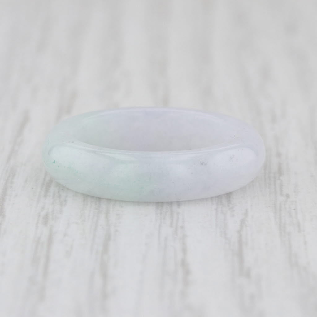 Marbled Pale Green Lavender Jadeite Jade Band Ring Size 7.5 5.4mm