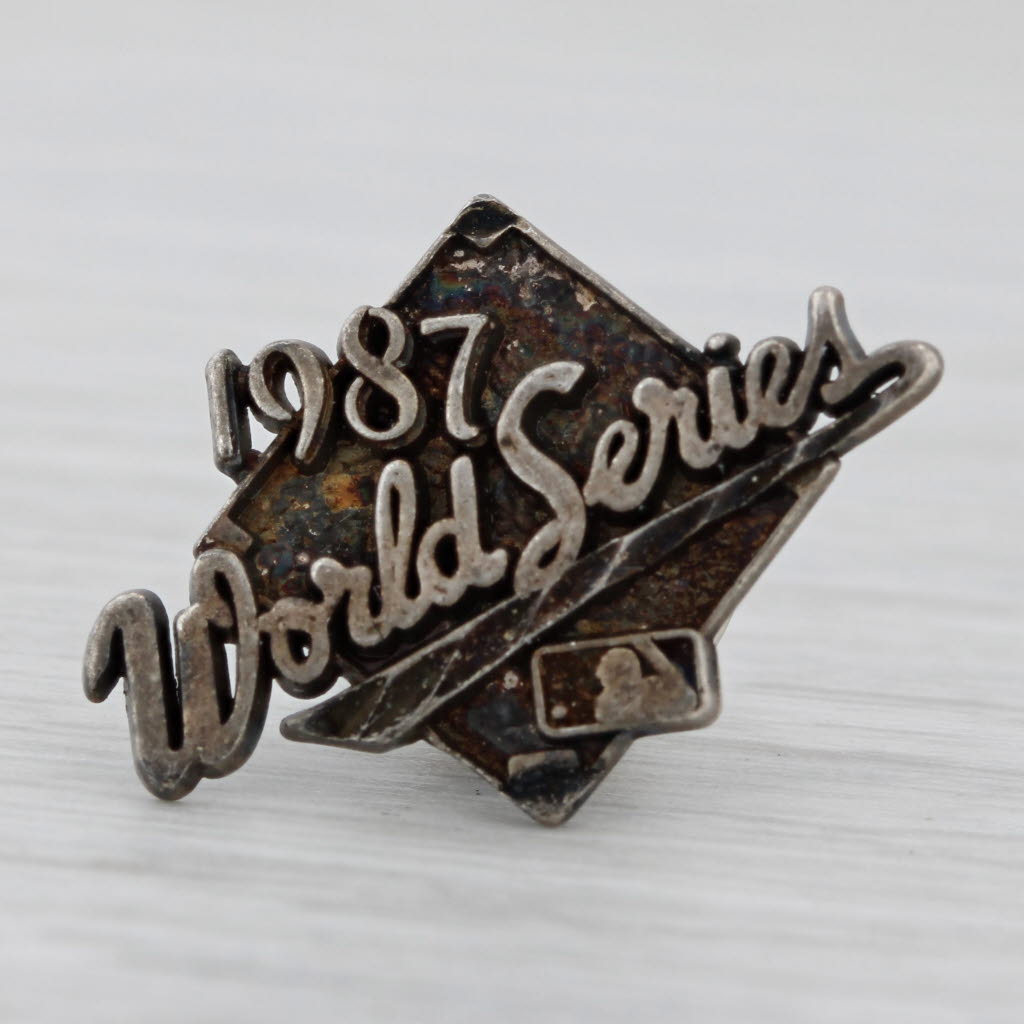 Light Gray 1987 World Series MLB Baseball Commemorative Souvenir Tie Pin Sterling Silver