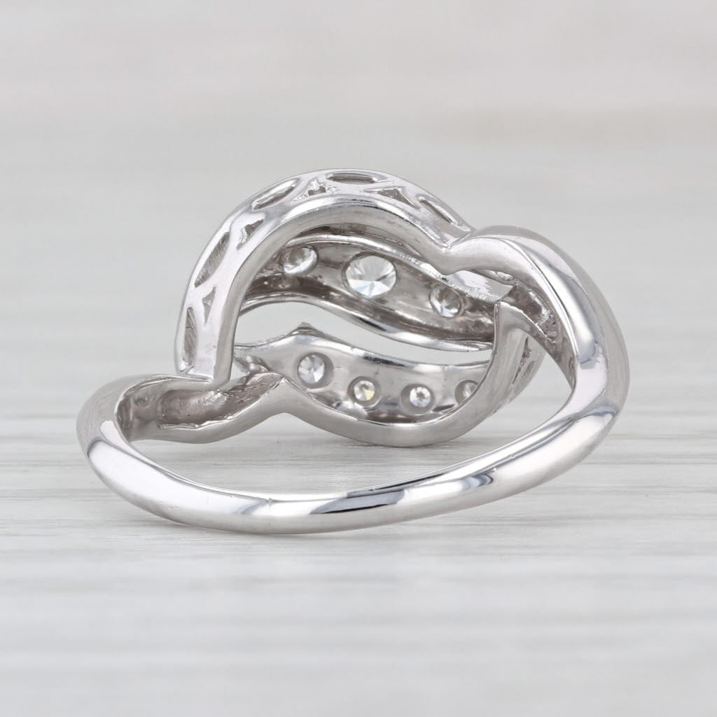 0.18ctw Scalloped Diamond Ring 14k White Gold Size 7.5