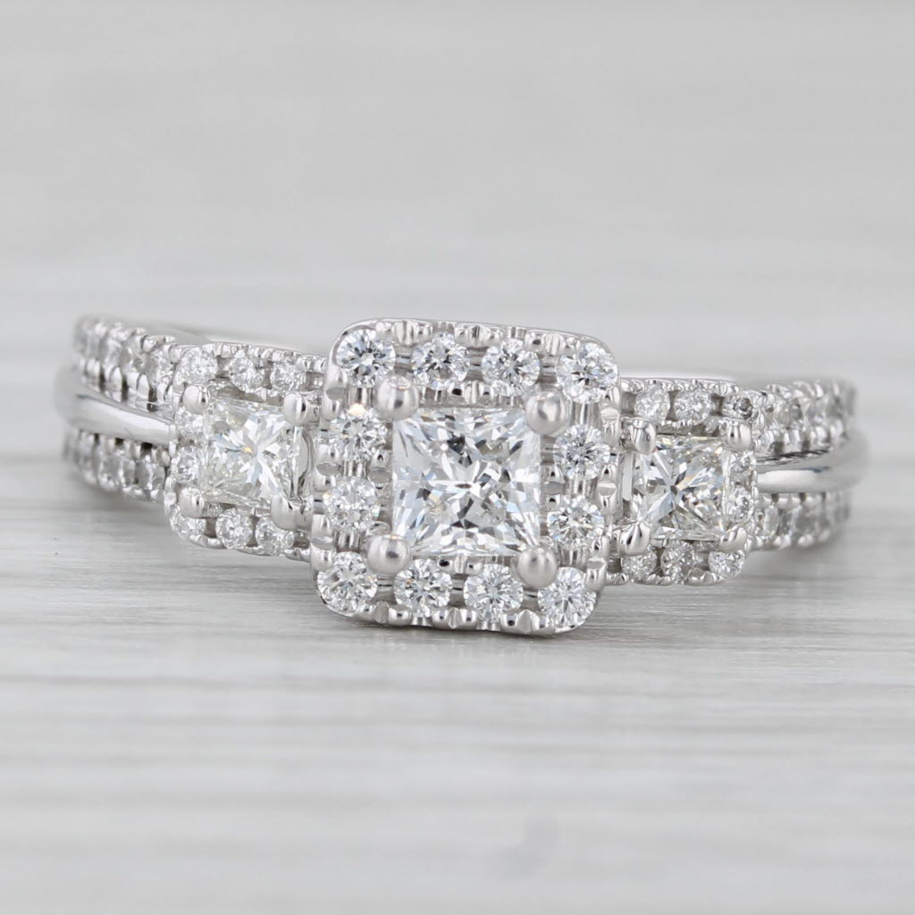 Gray Vera Wang Wish 0.82ctw Diamond Princess Engagement Ring 14k White Gold Size 6.25