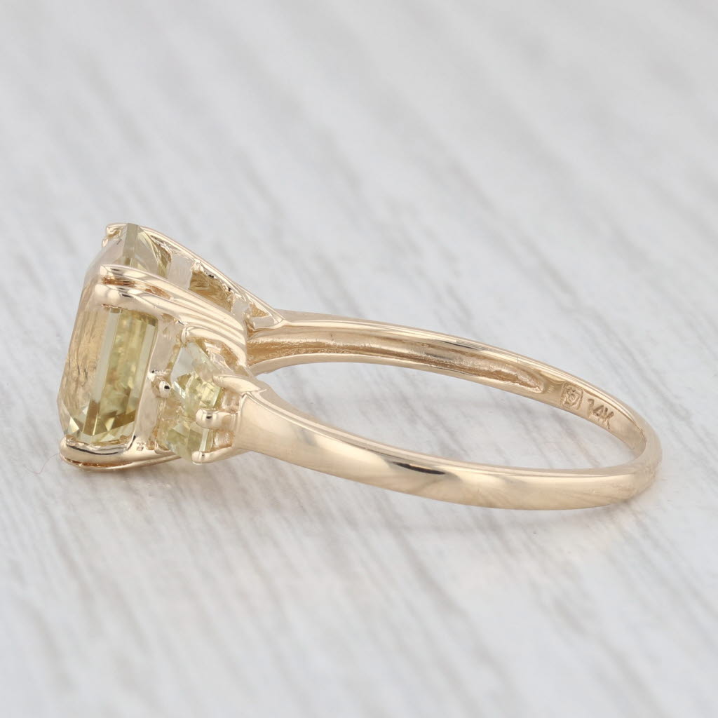 Light Gray 4.98ctw Citrine 14K Yellow Gold 3-Stone Ring Size 9.5