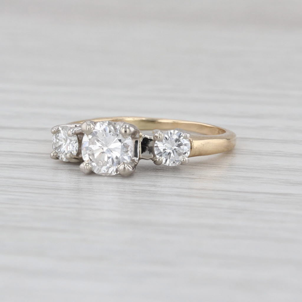 0.72ctw Round Diamond 3-Stone Engagement Ring 14k White Yellow Gold Size 5.25
