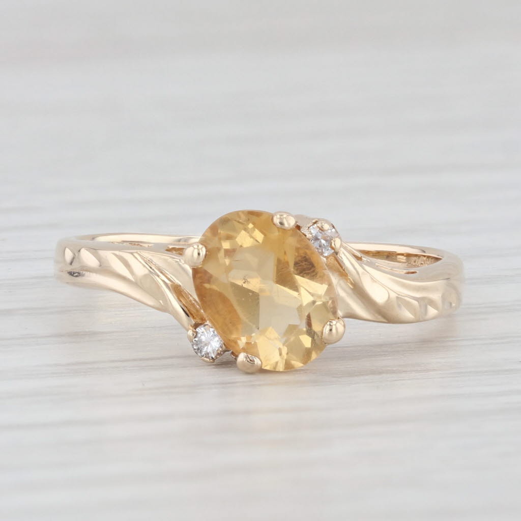 Light Gray 1.11ctw Oval Citrine Diamond Bypass Ring 10k Yellow Gold Size 8