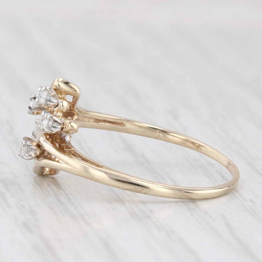 Light Gray Diamond Spray Bypass Ring 14k Yellow Gold Size 8
