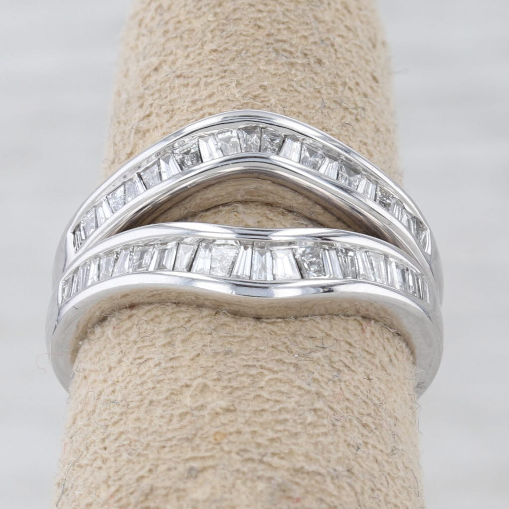0.64ctw Contoured Diamond Bands 14k White Gold Size 6.25 Wedding Guard Stackable
