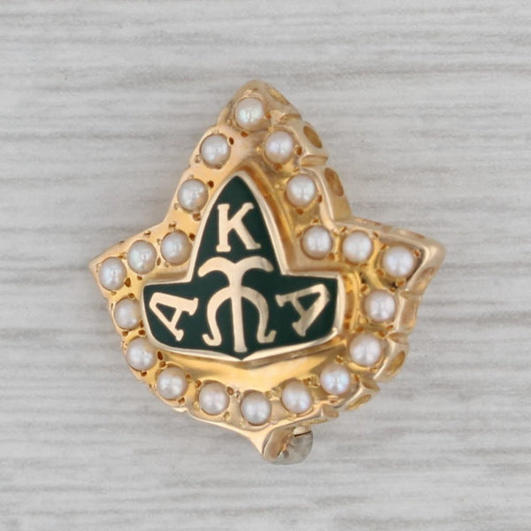 Alpha Kappa Alpha Badge 10k Gold Pearls Sorority Leaf Pin Vintage Greek
