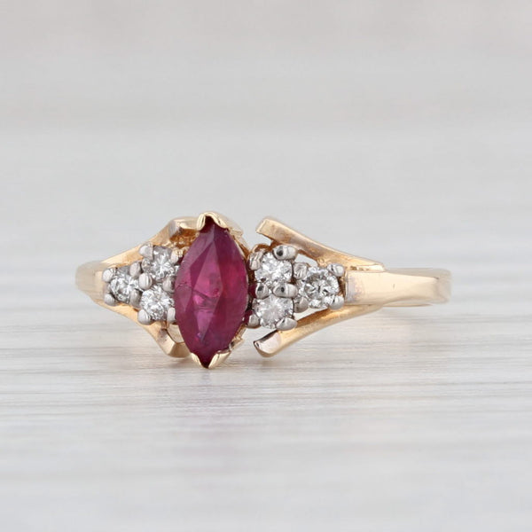 Light Gray 0.37ctw Marquise Ruby Diamond Ring 14k Yellow Gold Size 3.25