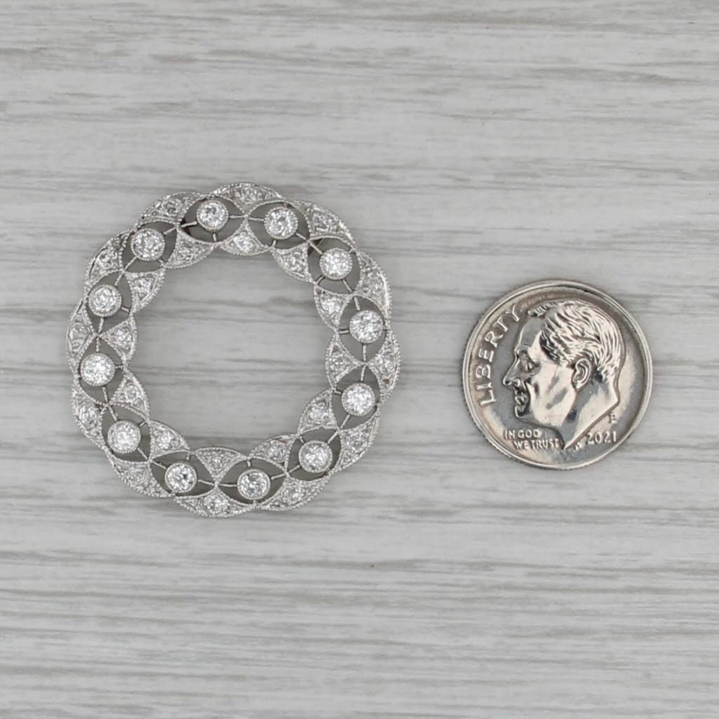 Antique 1.70ctw Diamond Wreath Pendant Platinum Palladium Eternity Circle