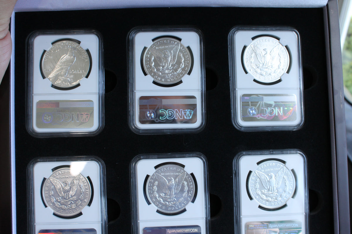 2021 $1 Morgan (5) & Peace (1) Silver Dollar Set NGC First Day of Issue MS70