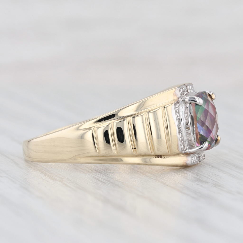 Light Gray 2.90ct Mystic Topaz Diamond Ring 10k Yellow Gold Size 12.5 Men's